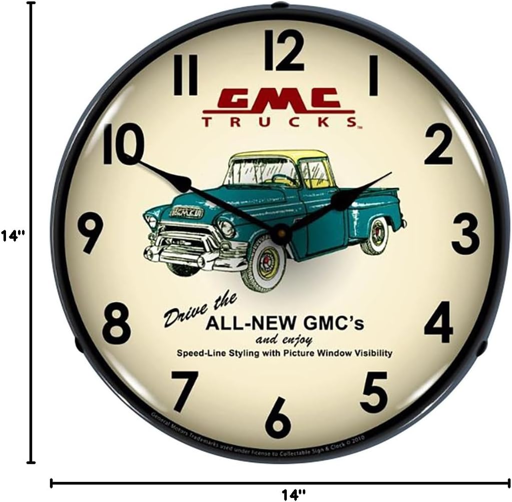 GM1001234 14" GMC Trucks 1956 Lighted Clock