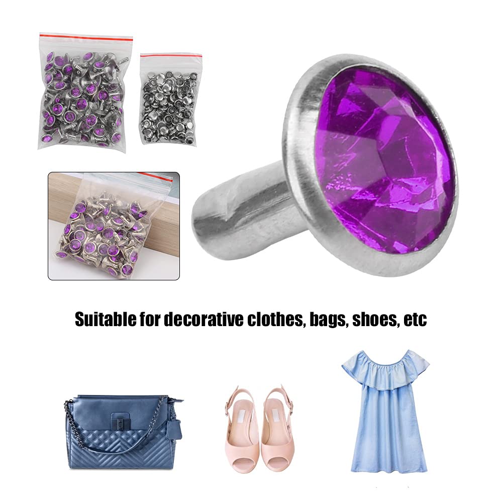 Multicolor Crystal Rhinestone 8mm Rivets for Crafts Decorative Sewing, Glass Button with Pure Brass, Easy Install - Image 4