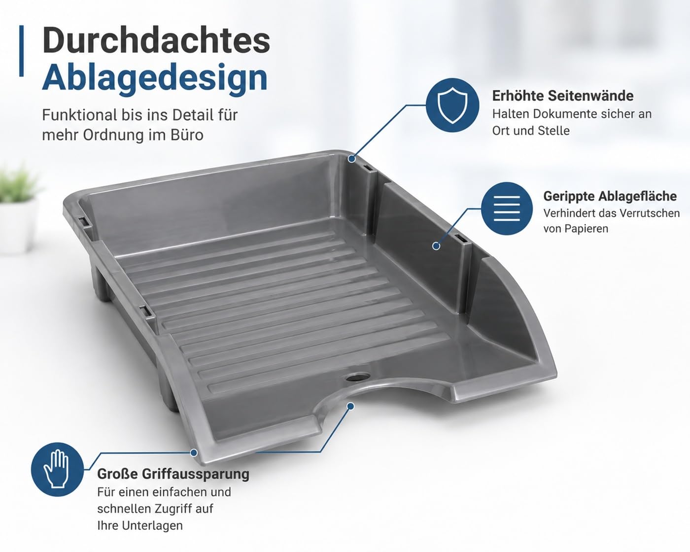HRB Büroablage A4 26er Set, Briefkorb standart Plastik, Grau