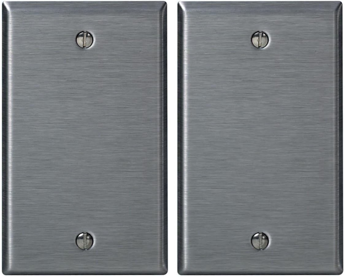 Leviton 1-Gang Blank Wallplate, Box Mount, 84014, Stainless Steel