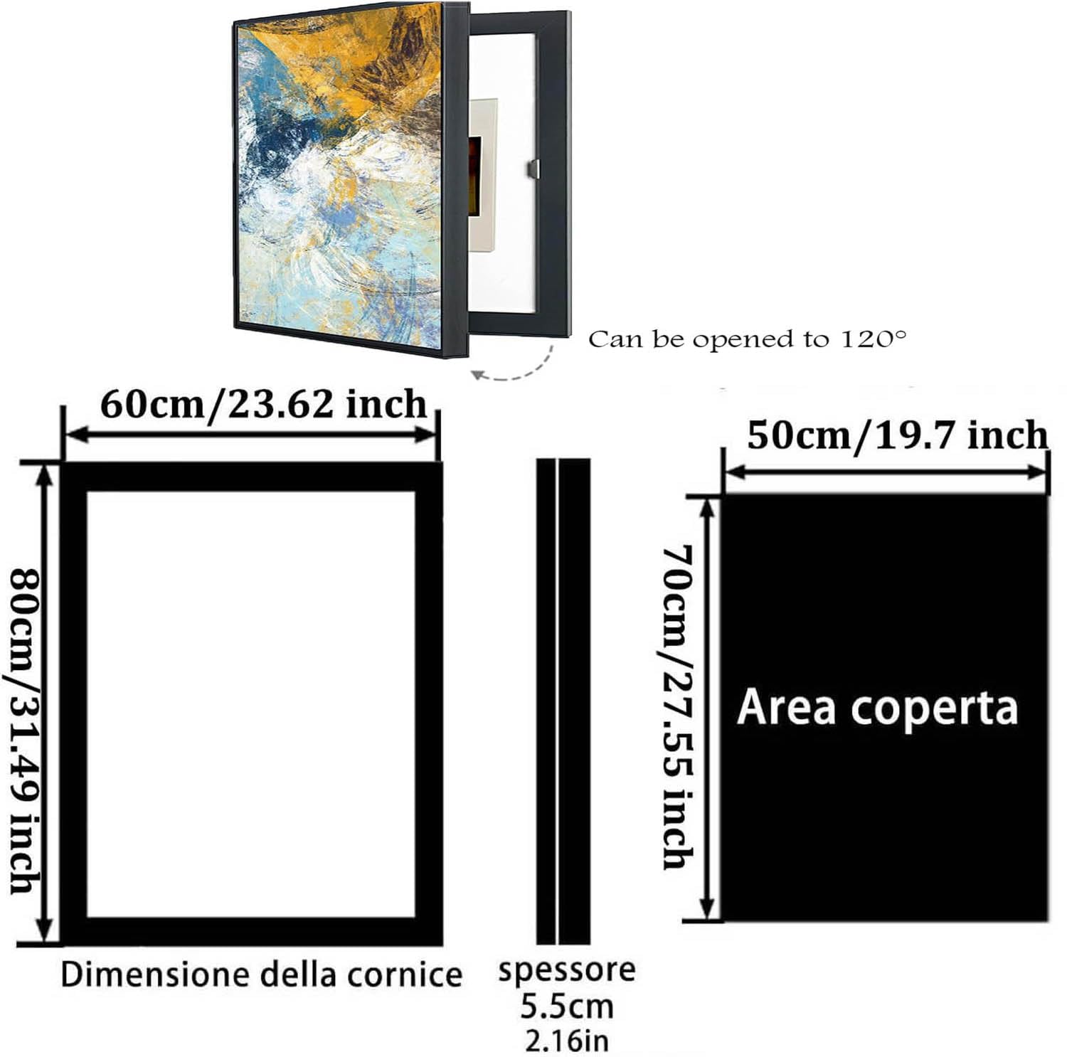 Wandmontierte Schalttafelabdeckung, 60x80cm/23,6x31,5in, Verteilerkasten dekorative Malerei, dekorative Schaltkastenabdeckung,