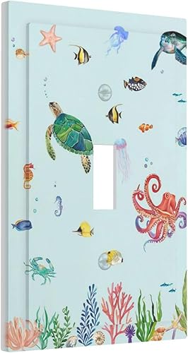 Miniatura 2 de Cubierta de interruptor de luz de dibujos animados subacuático animal marino océano tortuga marina 1 cuadrilla cubierta de placa de pared cubierta