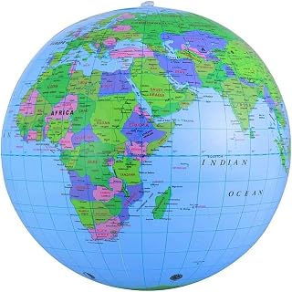 RISING MOON&STAR Inflatable Global World Globe 38cm he World,Educational Geographic Game for Teaching, Learning, Playing and Party, PVC Material