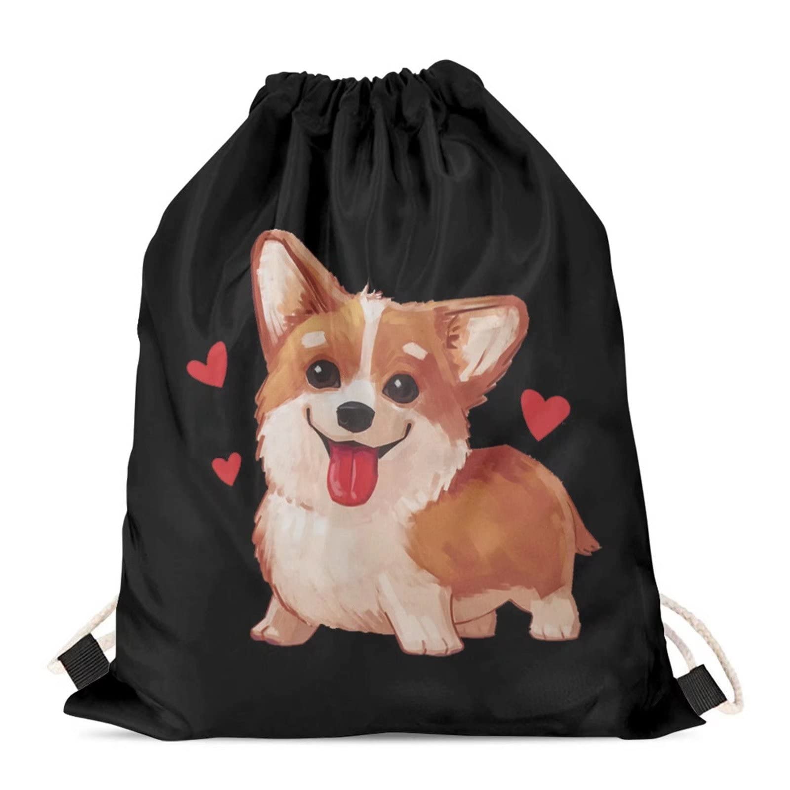 Showudesigns Funny Corgi Swimming Bags for Girls Drawstring Sack PE Bag School Book Bag Child Sport Gym Sack String Bags School Travel Beach Cute — image 1