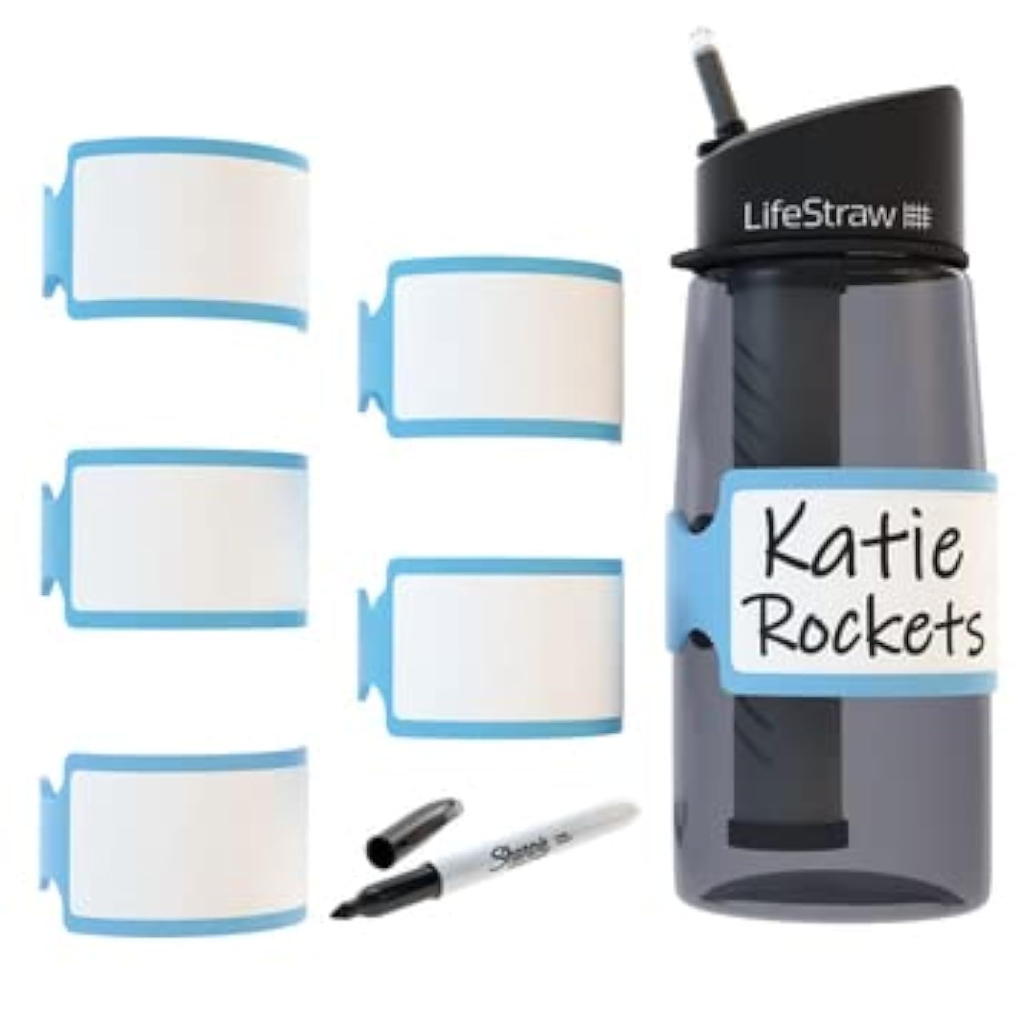 Pumpkin Doodle Permanent Write-on Labels for Bottles/Sippy Cups/Food Containers 6pcs (Blue)