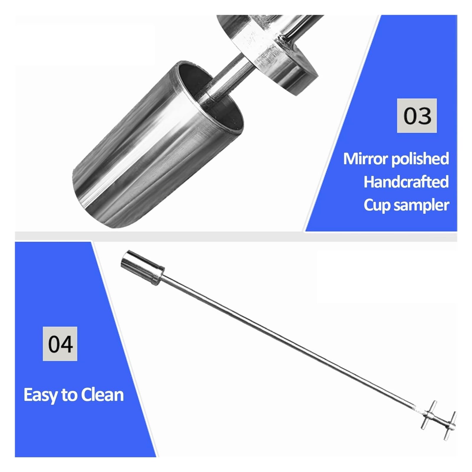 100ml Edelstahl Flüssigkeitsprobennehmer - Probenzieher für Wasser, Viskose Flüssigkeiten & Industrie-Tanks | Edelstahl (304) | 0,5m, 1m, 1,5m Längen | Laborqualität