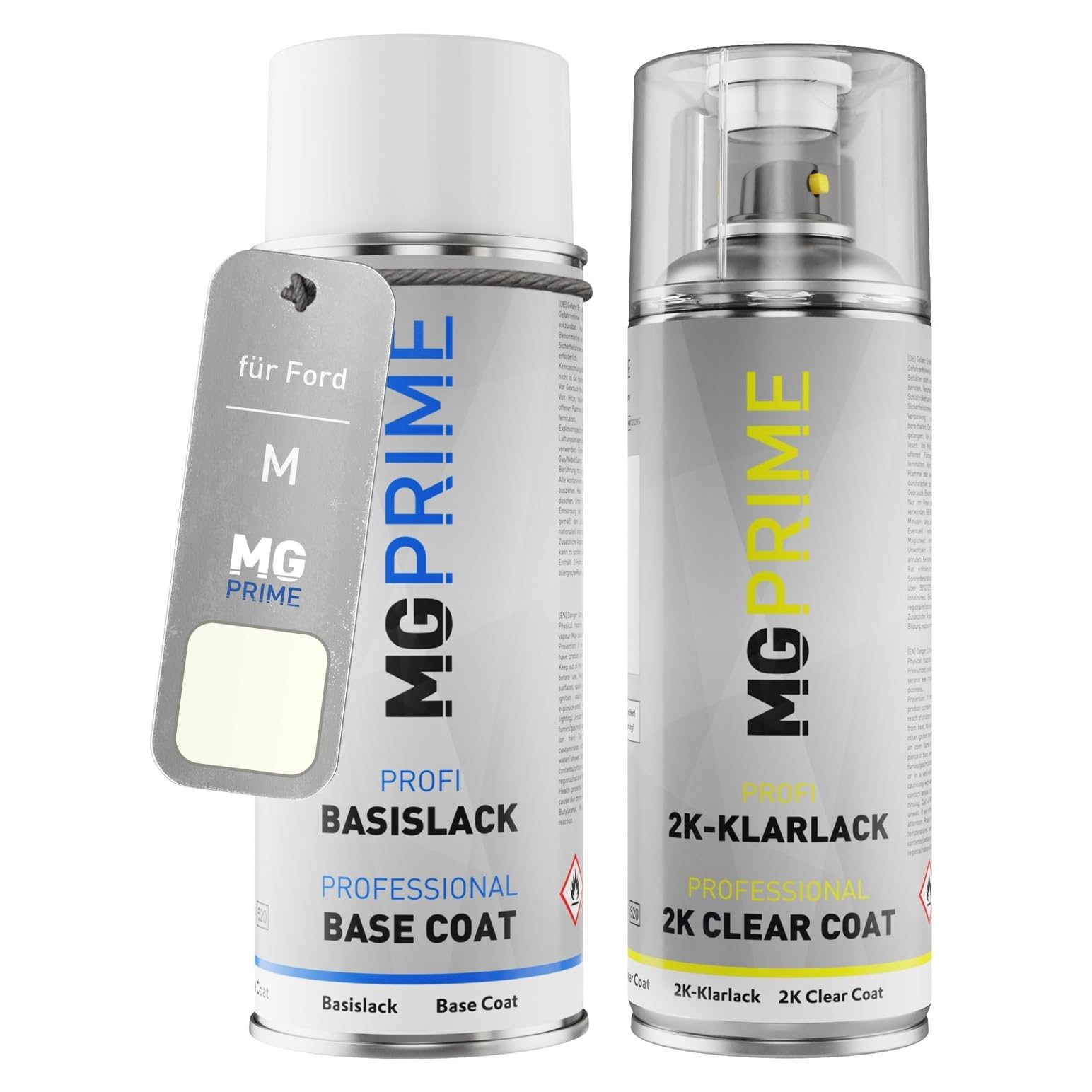 MG PRIME Autolack Set Spraydose für Ford M Wimbledon White + 2K-Klarlack