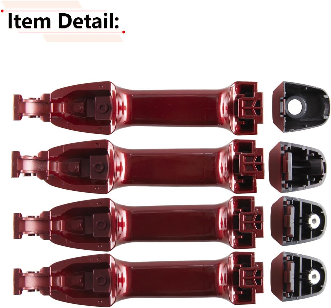 RLB-HILON 1Set Exterior Door Handle Compatible with Toyota Camry 2012 2013 2014 2015 2016 2017 Year, Red Painted Color