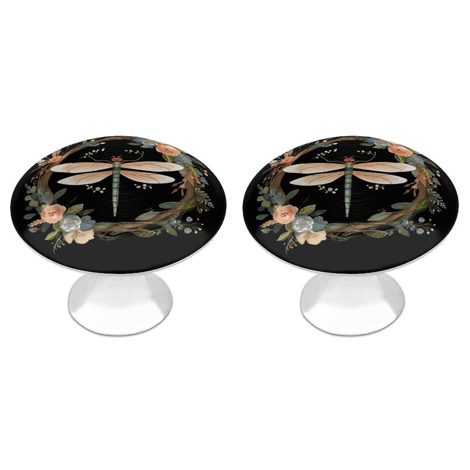 Btcowzrv Style Image Of Dragonfly In Wreath 2 Pack Cabinet Knobs Drawer Pulls