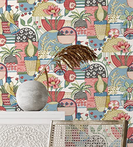 Papier peint vinyle pot de fleurs et oiseaux GAULAN 682094 multicolore 10m