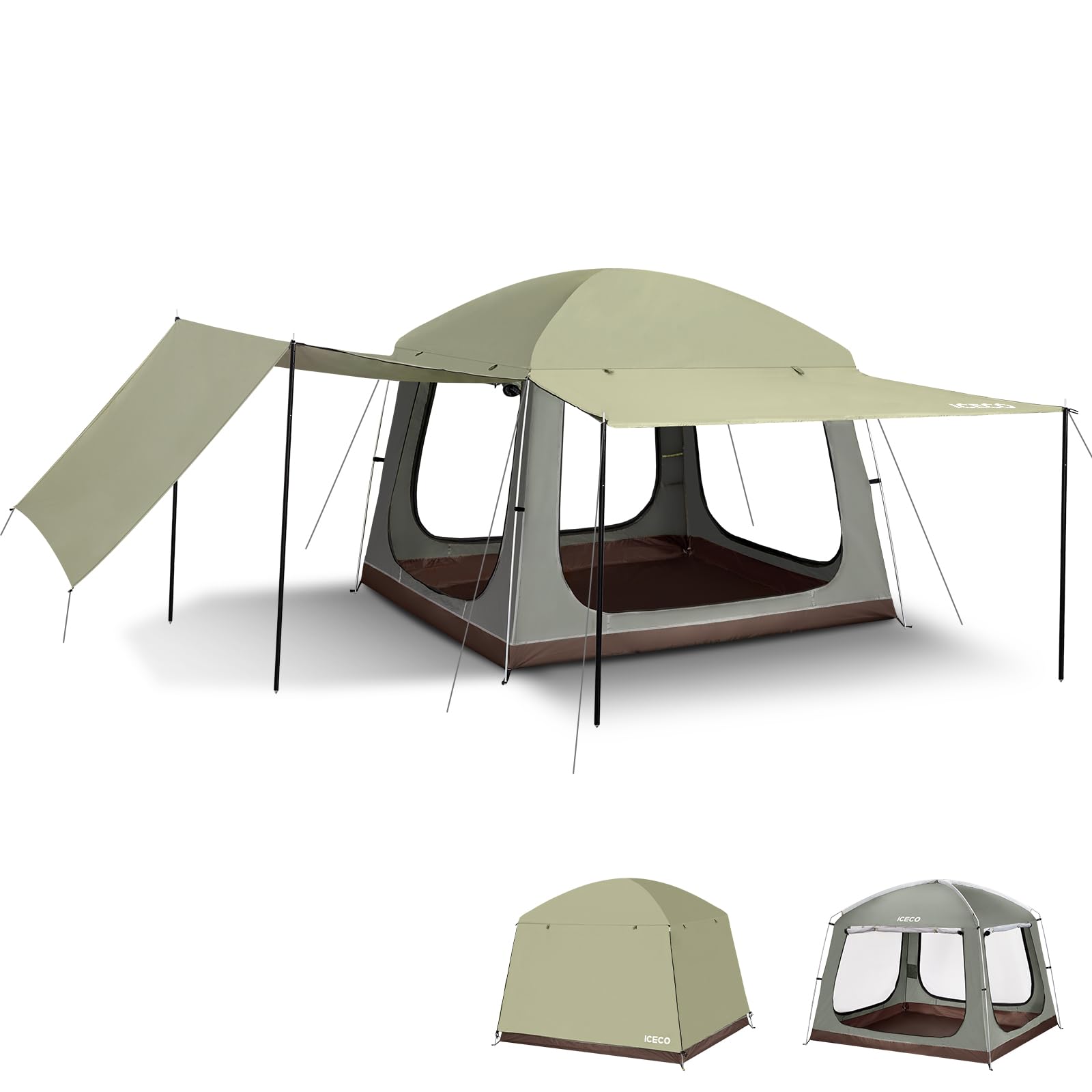 Amazon.co.jp: ICECO ドームテント 3～4人用【拡張キャノピー・4つの前