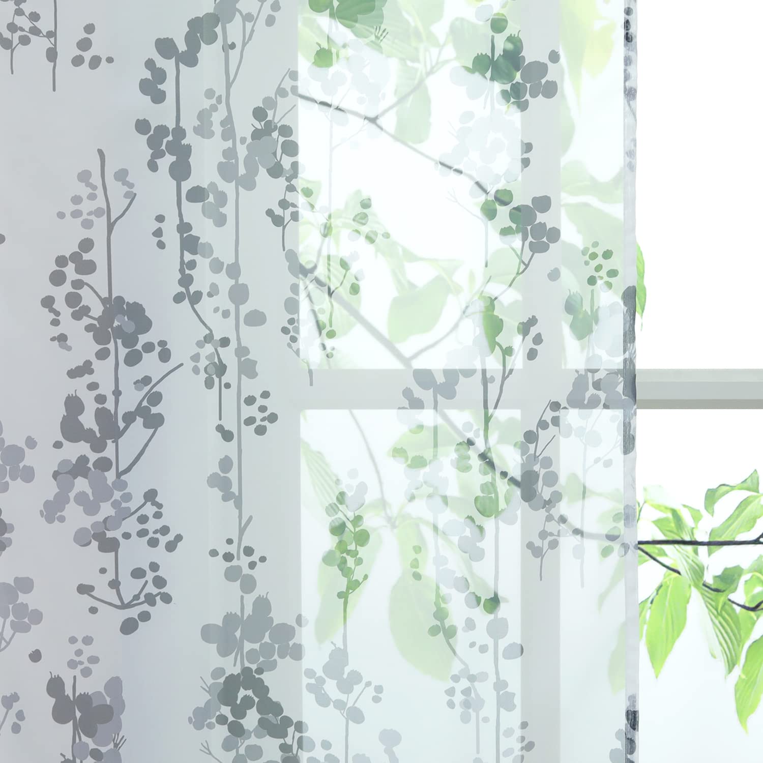 ESLIR Schiebegardinen Voile Flächenvorhänge Set 2er Schiebevorhang Modern Gardinen mit Schlaufen Transparent Vorhang Grau BxH 57x225cm 2 Stück