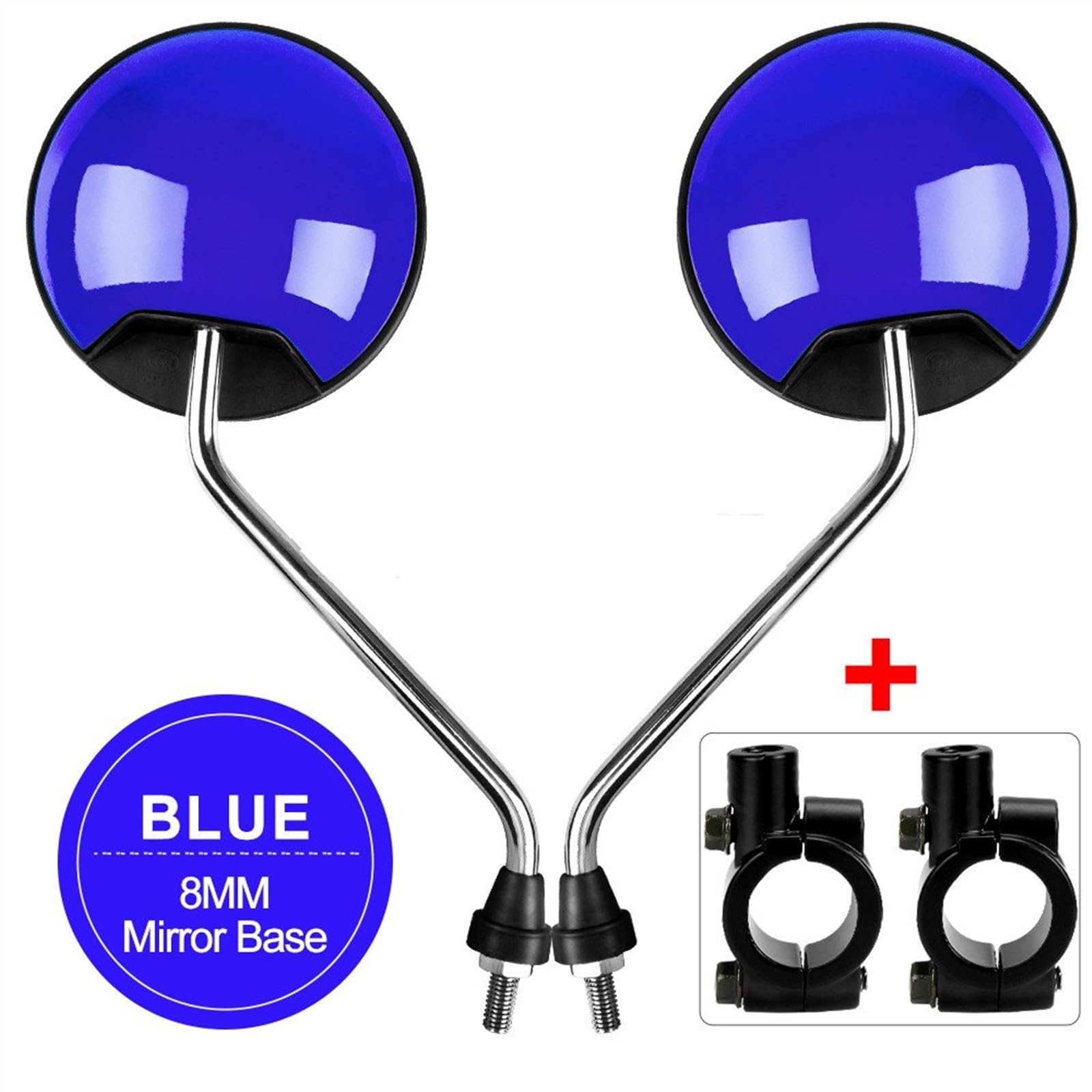 Rétroviseurs Guidon Vélo Électrique Rond Réflecteur Cyclisme Convexe Réglable Rétroviseurs Vélo Scooter Électrique Gauche Droite Rétroviseurs Latéraux Et Accessoires Moto (Couleur : 2Pcs Blue)