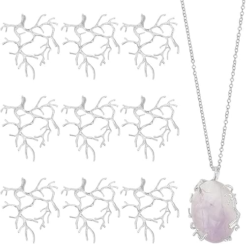 NBEADS 10 Pcs Branch Shape Blanks Prong Pendant Settings, Handmade Claw Pendant Tray Bezel Pendant Trays Metal Pendant for DIY Crafs Necklace