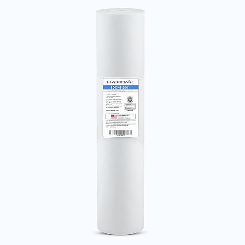 Hydronix SDC-45-2001 Cartucho de filtro de agua de sedimento de polipropileno NSF para toda la casa o comercial 4.5" x 20" - 1 micrón