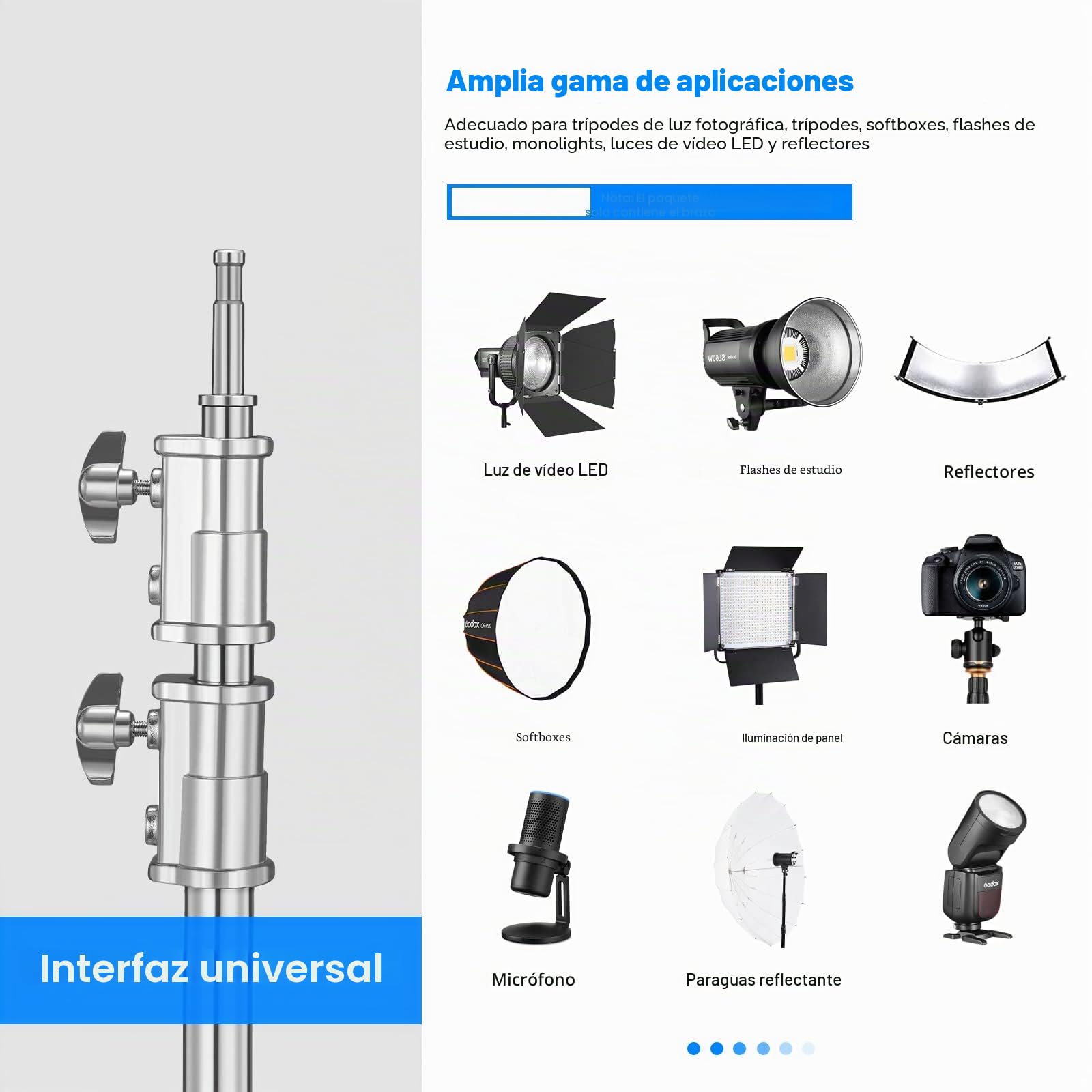 Soonpho Brazo Transversal de Acero Inoxidable Pesado para C Stand,Brazo de extensión 3.6ft a 8.2ft Boom Stand Arm,Conector Universal con Sacos de Arena para Estudio de luz única softbox reflectores