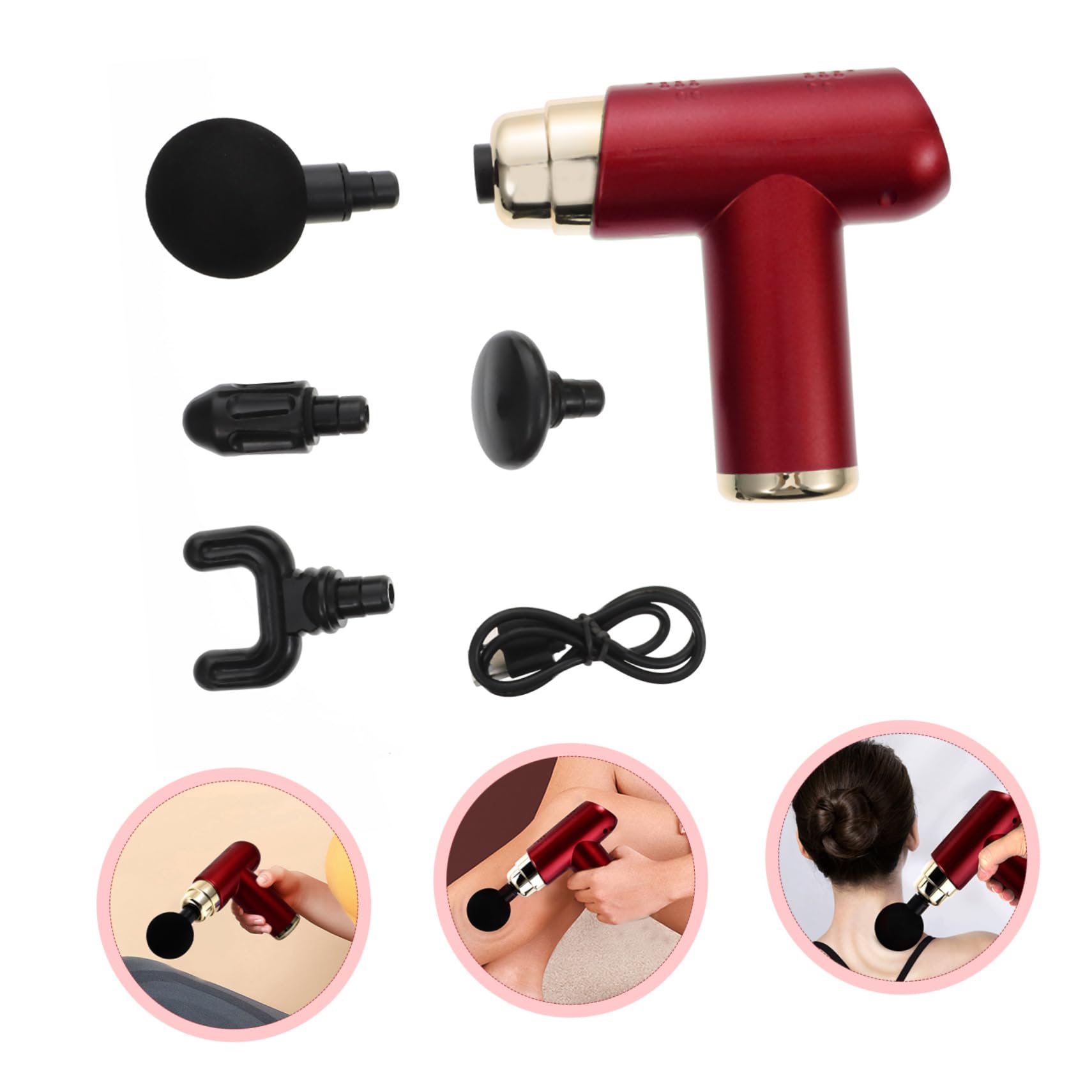 Masajeador de Percusión Eléctrico Mini 1 Juego Abs Rojo