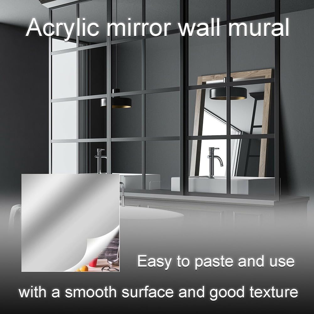ReachMall Specchio Autoadesivo, Specchio Acrilico Specchio Piastrelle Specchio Adesivi da Parete 200 x 60 cm (4 Pezzi), EHKMYRKCUA38385YR3Y8BUN46