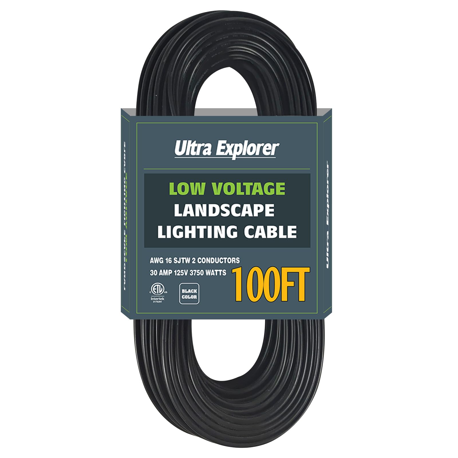 16/2 Low Voltage Landscape Lighting Wire, Outdoor Direct Burial Cable, 16 Gauge 2 Conductor, 100 Feet
