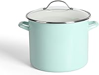 Vista 1 de Martha Stewart Thayer Olla de Caldo de 12 Cuartos de Galón Esmaltada sobre Acero Resistente a Rayones con Tapa – Azul Martha – Olla Duradera de Gran