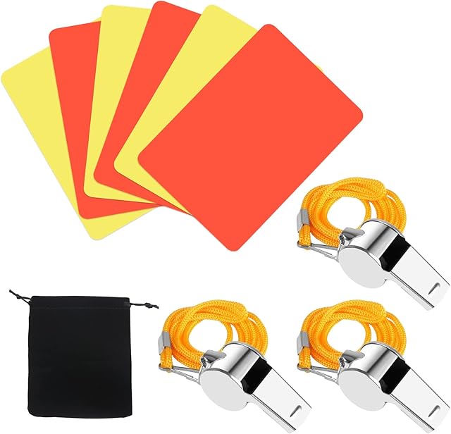 MONCAP Referee Card Sets Red Yellow Card Sports Referee Card Sports Referee Kit with Metal Whistle for Football Soccer Fan Coach Gift