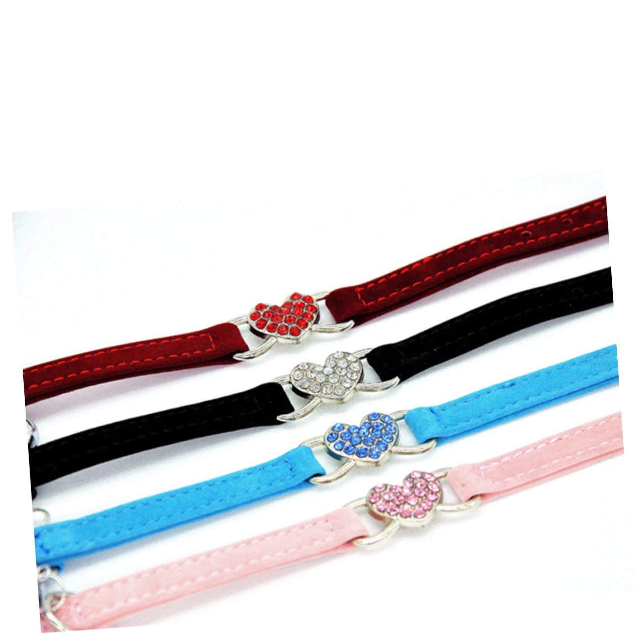 minkissy Lot de 2 Colliers pour Chat avec clochettes pour Chaton - Collier pour Chat - Collier pour Chat - Collier pour Chaton - Petit Collier Ras du Cou en Strass - Anneau réglable