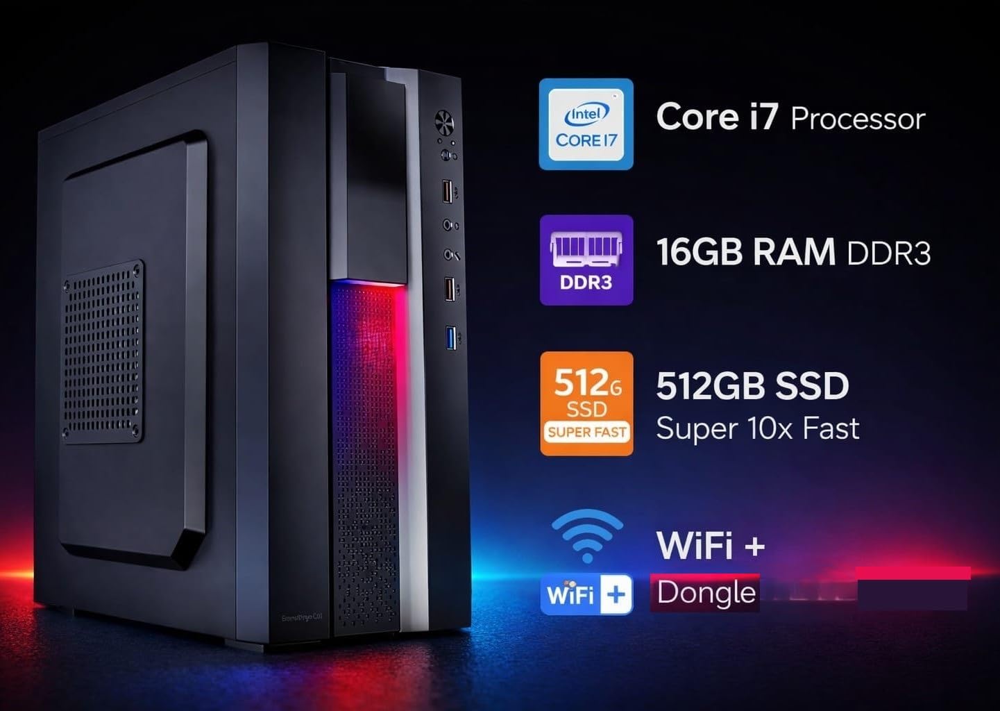 Computer Desktop PC (Core i7-4th Gen | 16 GB RAM | 512 GB SSD