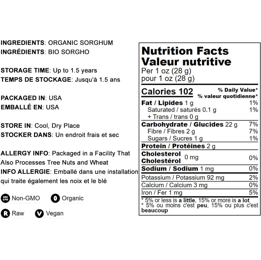 Miniatura 4 de Food to Live Harina orgánica de sorgo blanco, 6 libras, sin OMG, finamente molida, pura, cruda. Buena fuente de proteínas y fibra. Altamente