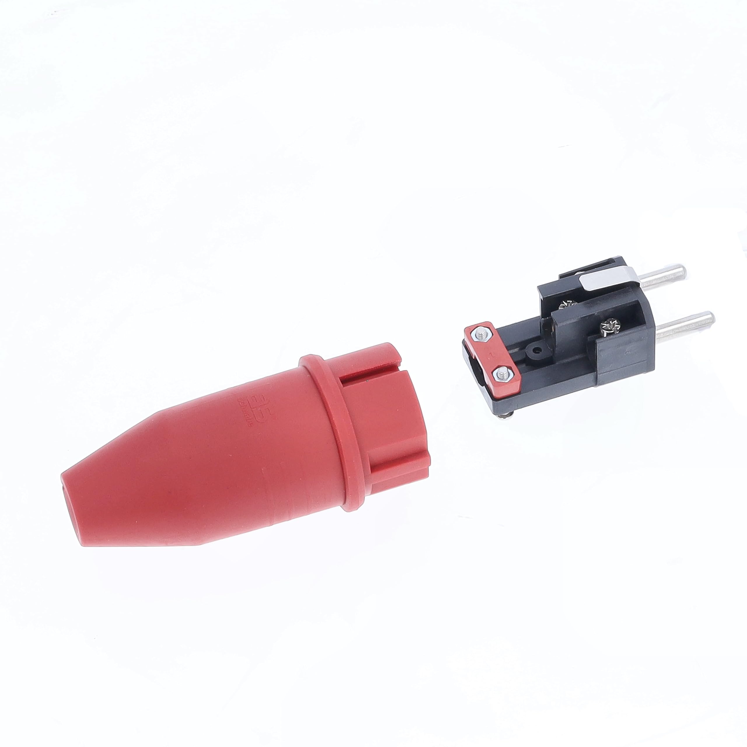 as - Schwabe Enchufe de contacto de protección, rojo, para cables de hasta máx. 2,5 mm², enchufe de goma apto para exteriores, 230 V/16 A, IP44, 62290
