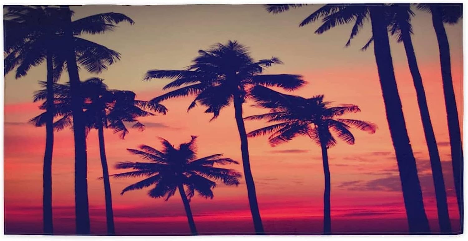 Serviette de Plage 200x200 Femme Homme Enfant, Drap de Plage XXL Serviette Plage Anti Sable à Séchage Rapide Grande Serviette Plage Cocotier, pour Bain, Piscine, Camping Plantes Tropicales B341