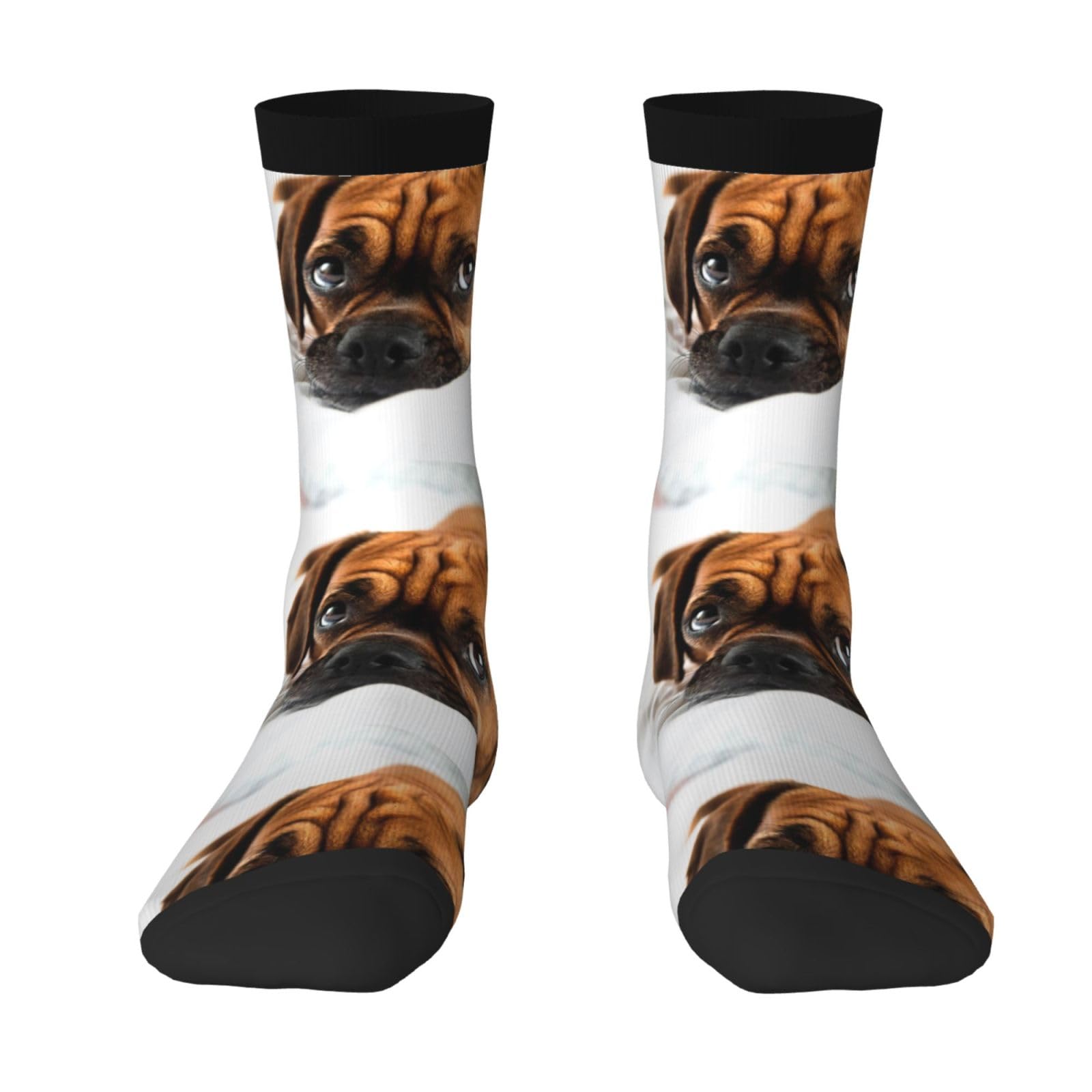 Yofien Unisex 2 Black-1 Puggle Puppy,Men's Moisture Wicking Breathable Cusioned Crew Socks For Women
