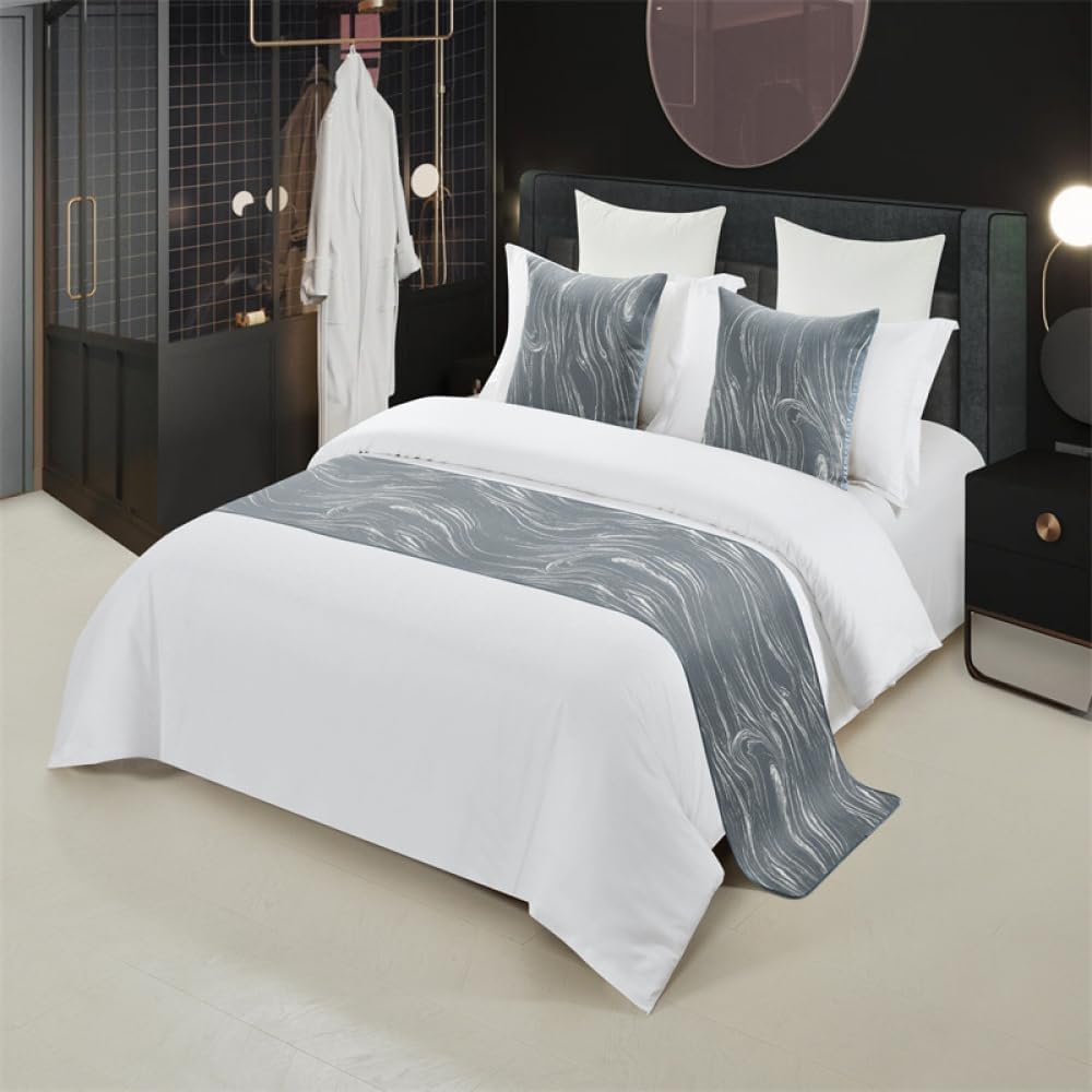 HSTANGKY Hotel Bed Runner Bedding Scarves Fashion Bedspreads Decoration Cupboard Table Runner Luxury Bed Tail Towel Home Parlor Wedding Room Decor for Twin Queen King Size-Grey||50X240cm for 1.8m Bed