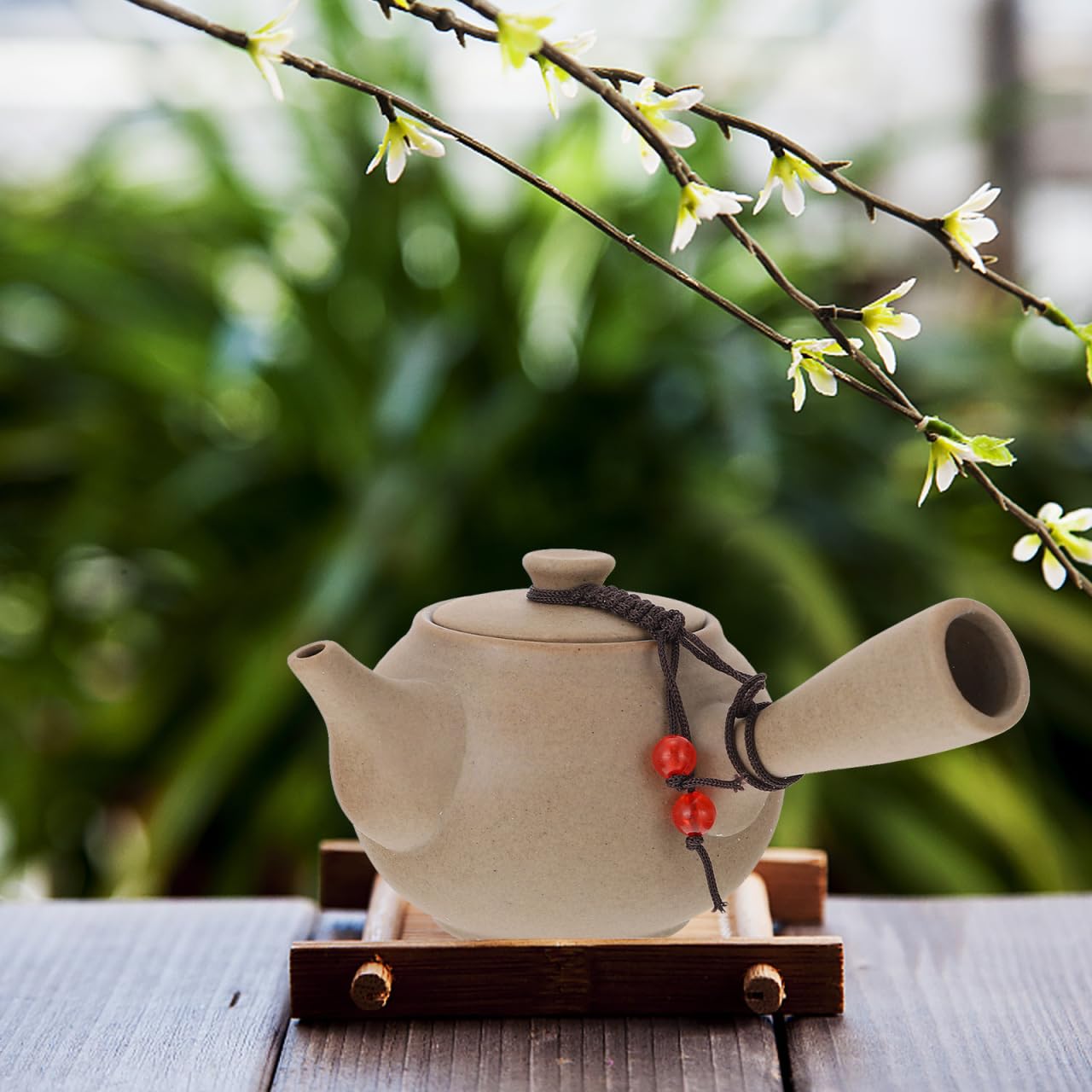 YARNOW Kyusu Teebereiter Chinesische japanische Teekanne mit Seitengriff Keramik Teekanne Porzellan Wasserkocher für losen Tee Büro Zuhause Restaurant Teetrinker