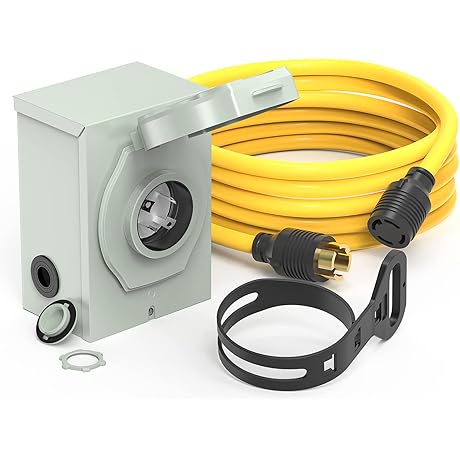 E-SDS 30 Amp Camper Extension Cord and Pre-Drilled Generator Inlet Box