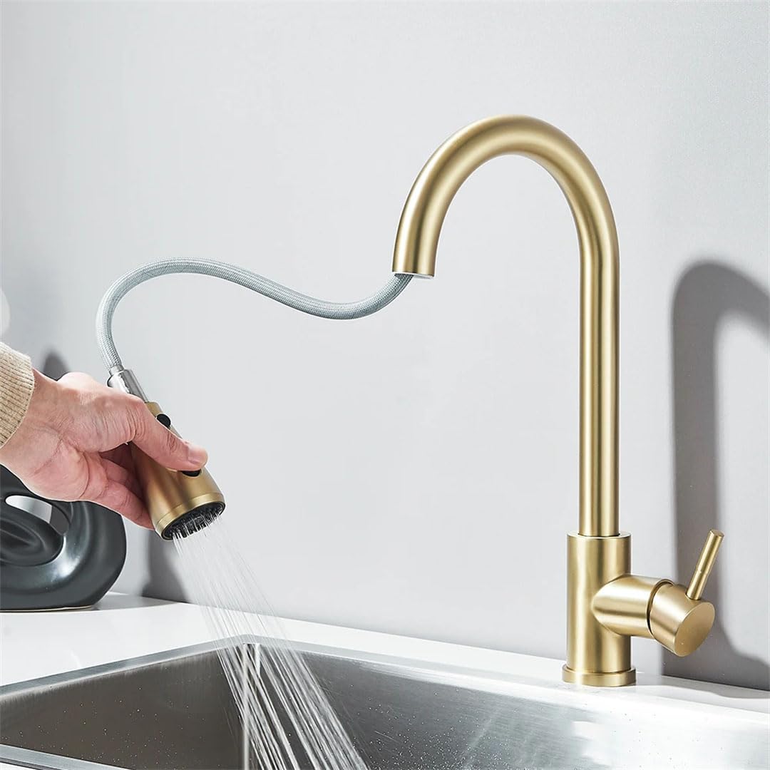 Grifo de Cocina extraíble Giratorio de 360 Grados con Mezclador de Agua fría y Caliente, Grifo Moderno de Acero Inoxidable para Fregadero, Ideal para Uso doméstico y en restaurantes.