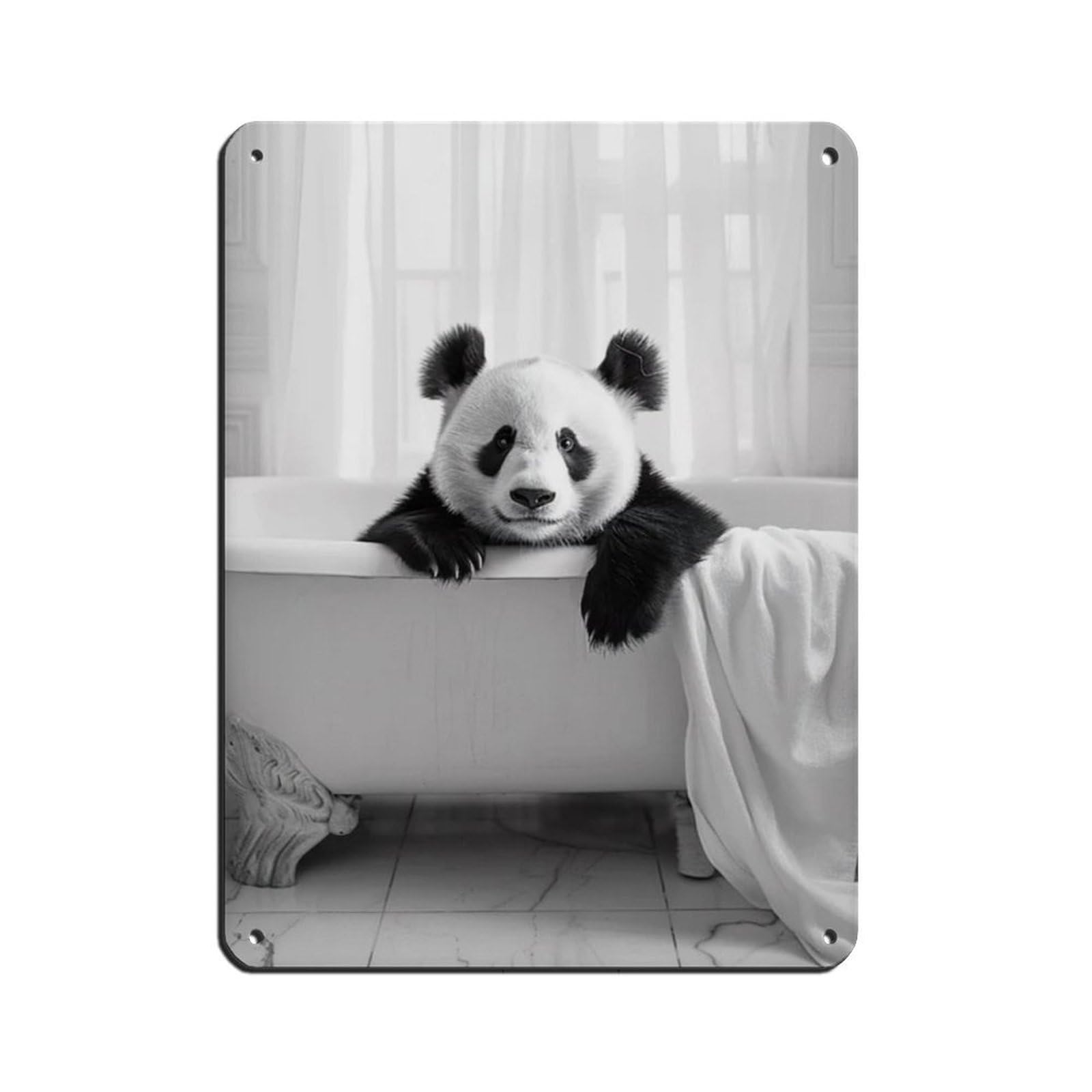 Panda in The Bathtub, Funny Animal Poster (2) Retro Poster Metal Tin Sign Chic Art Retro Iron Painting Bar People Cave Cafe Family Garage Poster Wall Decoration 12x16inch(30x40cm)
