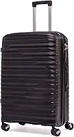 Mala De Viagem Média 23 Kg Polipropileno 4 Rodas Duplas 360 Fibra Rígida Tamanho M Leve Resistente Para Despachar (PRETO, médio)