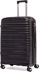 Mala De Viagem Média 23 Kg Polipropileno 4 Rodas Duplas 360 Fibra Rígida Tamanho M Leve Resistente Para Despachar (PRETO, médio)