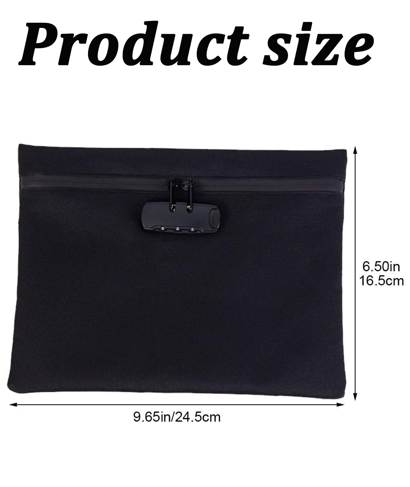 Indusoire Money Purse, Pouch with Lock, Secure Lock Pouch for Travel and Business, Waterproof Money Bag for Cash and Valuables, Compact(9.65 * 6.5in Black) 3