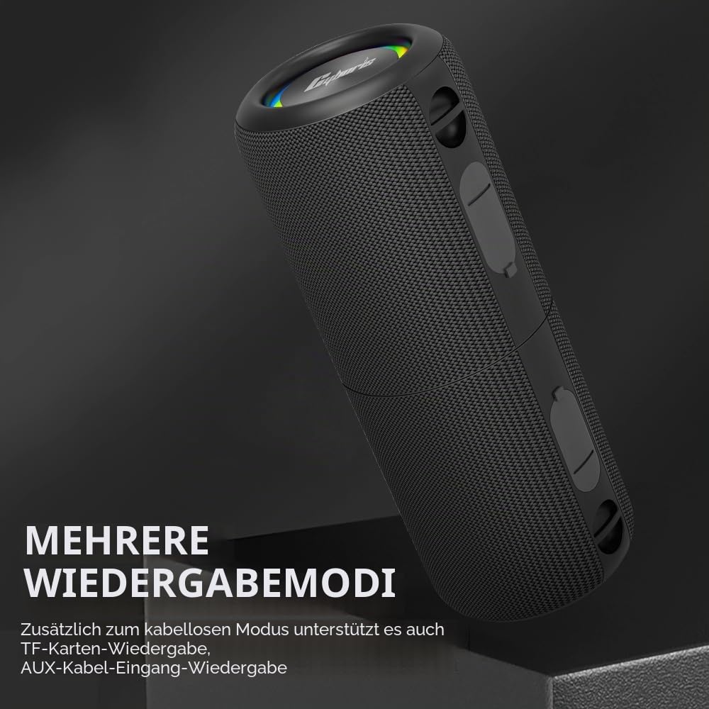 CYBORIS 2 Tragbarer Bluetooth Lautsprecher, Wasserdicht, Split Wireless, 20W Stereo-Sound, 24h Spielzeit, True Wireless Pairing