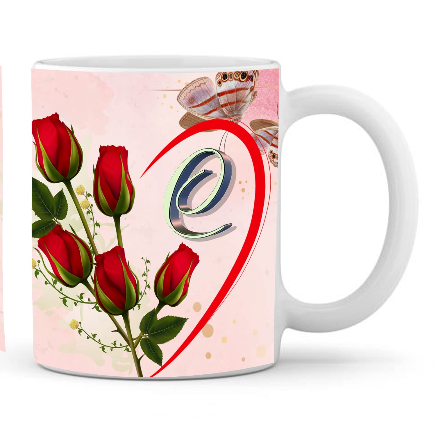 sniggle Letter E Name Alphabet Printed White Inner Best Gift Ceramic Coffee Mug (330 ml)