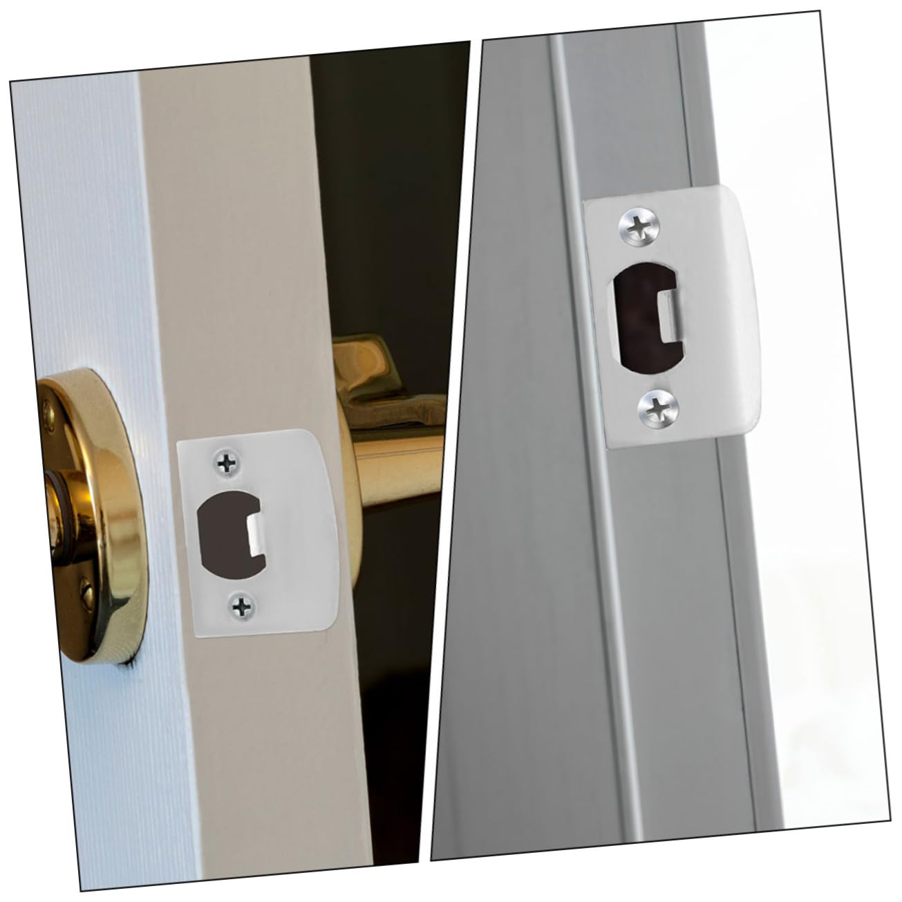 Lurrose Lot De 5 Plaques De Renfort De Porte En Acier Inoxydable Serrure À Pêne Dormant Pour La Sécurité Des Portes 4 Pièces X 5