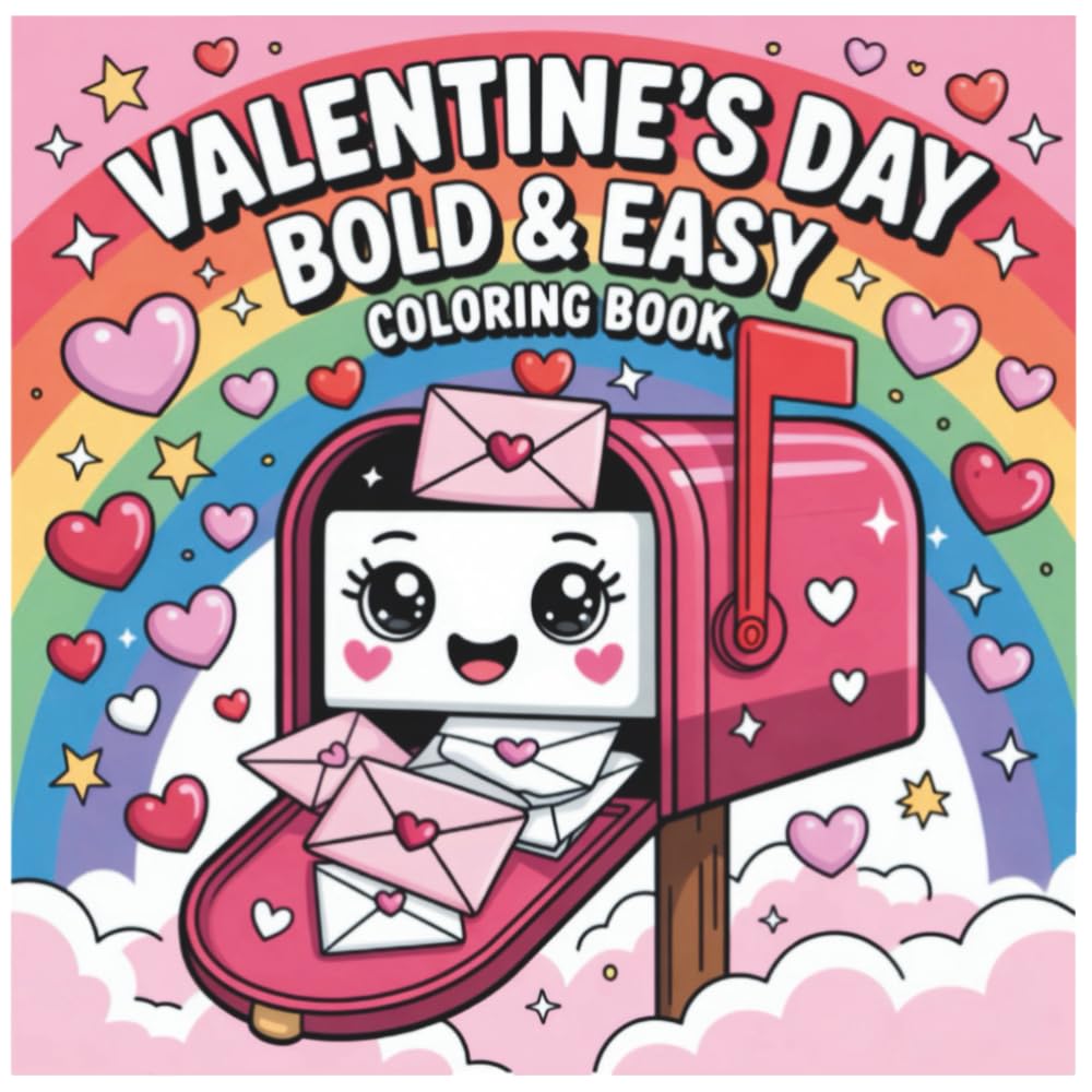 Valentine’s Day: Bold & Easy Coloring Book: For Adults & Kids – Romantic Hearts, Cute Love Designs for Stress Relief & Creativity