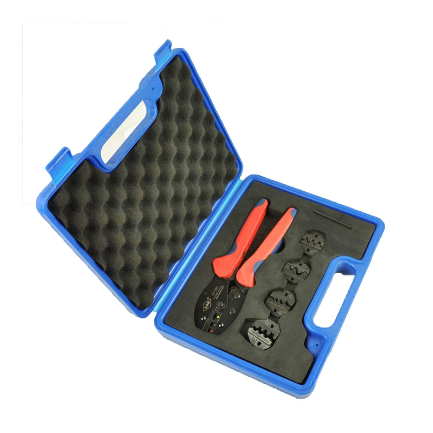 Jeu d'outils de sertissage combiné avec 4 Jeux de Matrices remplaçables et Un Outil de sertissage Kit de Pince à sertir électricien