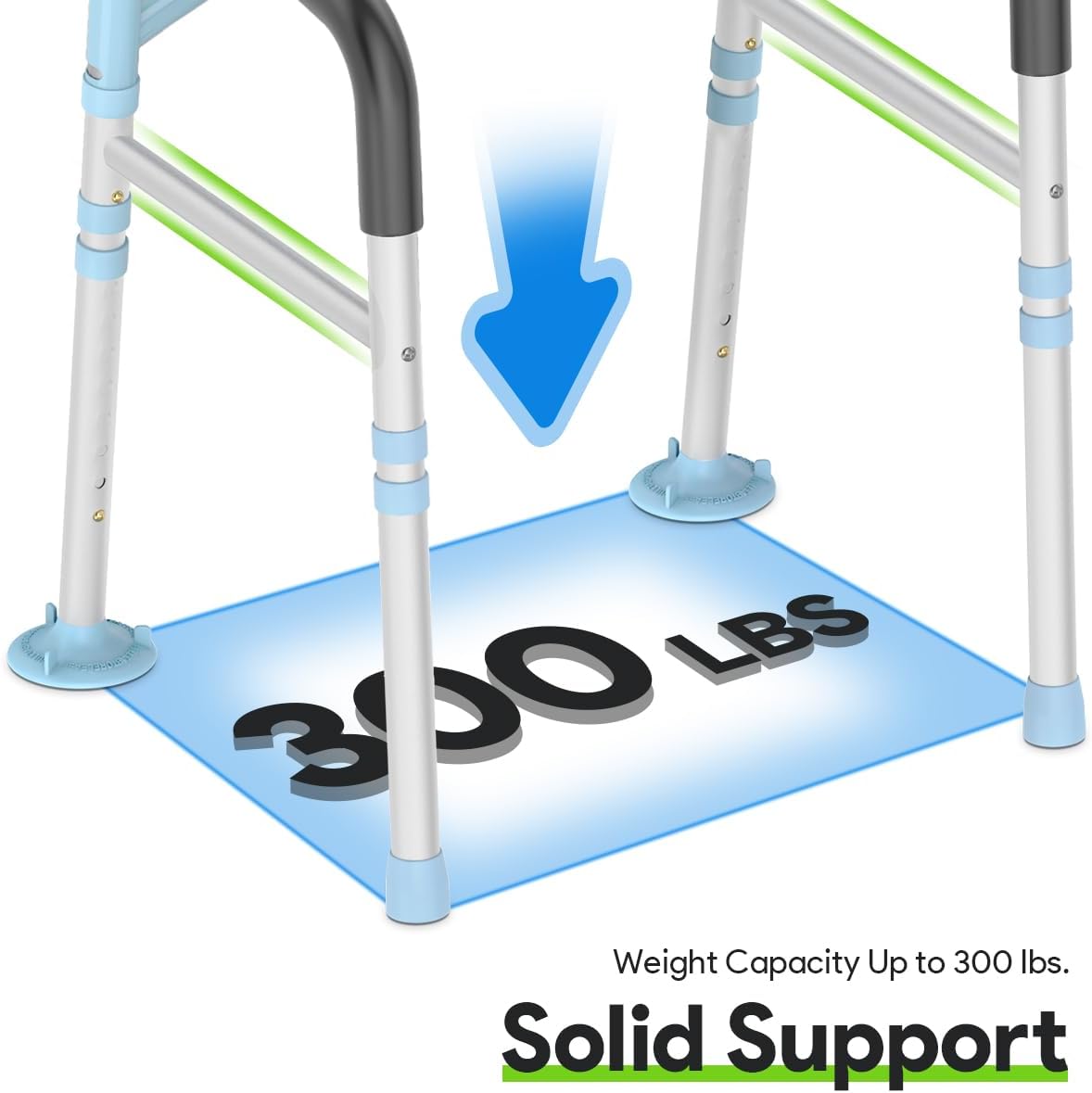 Delog Toilet Safety Rails 300 lb - Adjustable Toilet Safety Frame & Rails, Toilet Safety Rail for Elderly Adults, Toilet Handles for Seniors, Toilet Bars for Elderly & Handicap (Blue)