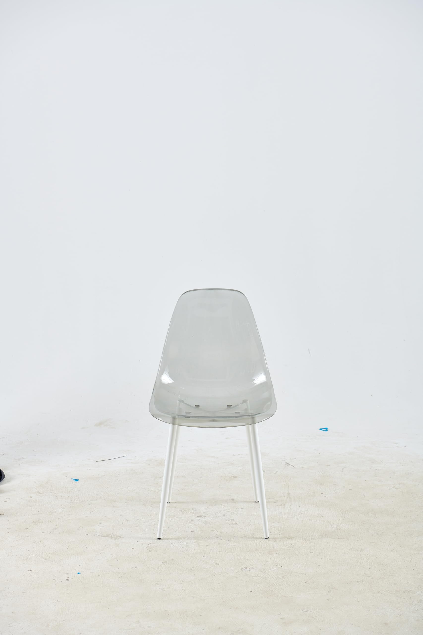 Clear Dining Chair, Set of- 4? Kitchen Modern Dining Chair with Metal Leg, Plastic seat, Versatile Used in Dining Kitchen Room, Living Room, Restaurant, Cafe, etc, Transparent Grey