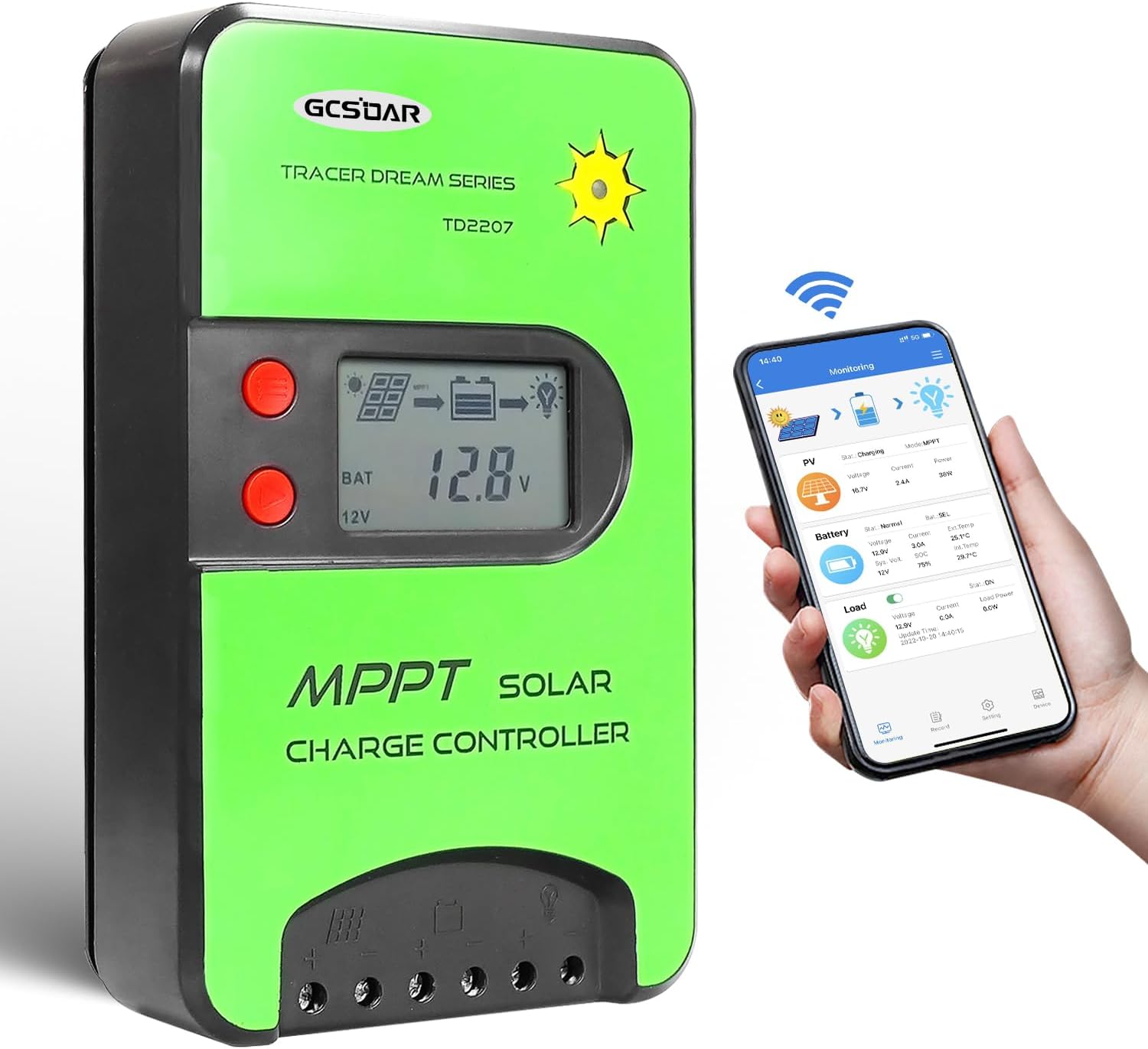 Upgraded 100A MPPT Solar Charge Controller, 12V/24V/48V Automatic Max PV 200V ,99% Efficiency, LCD Display, Fan Cooling, for Gel Sealed Immersion AGM and Lithium Ion Batteries (with WiFi)