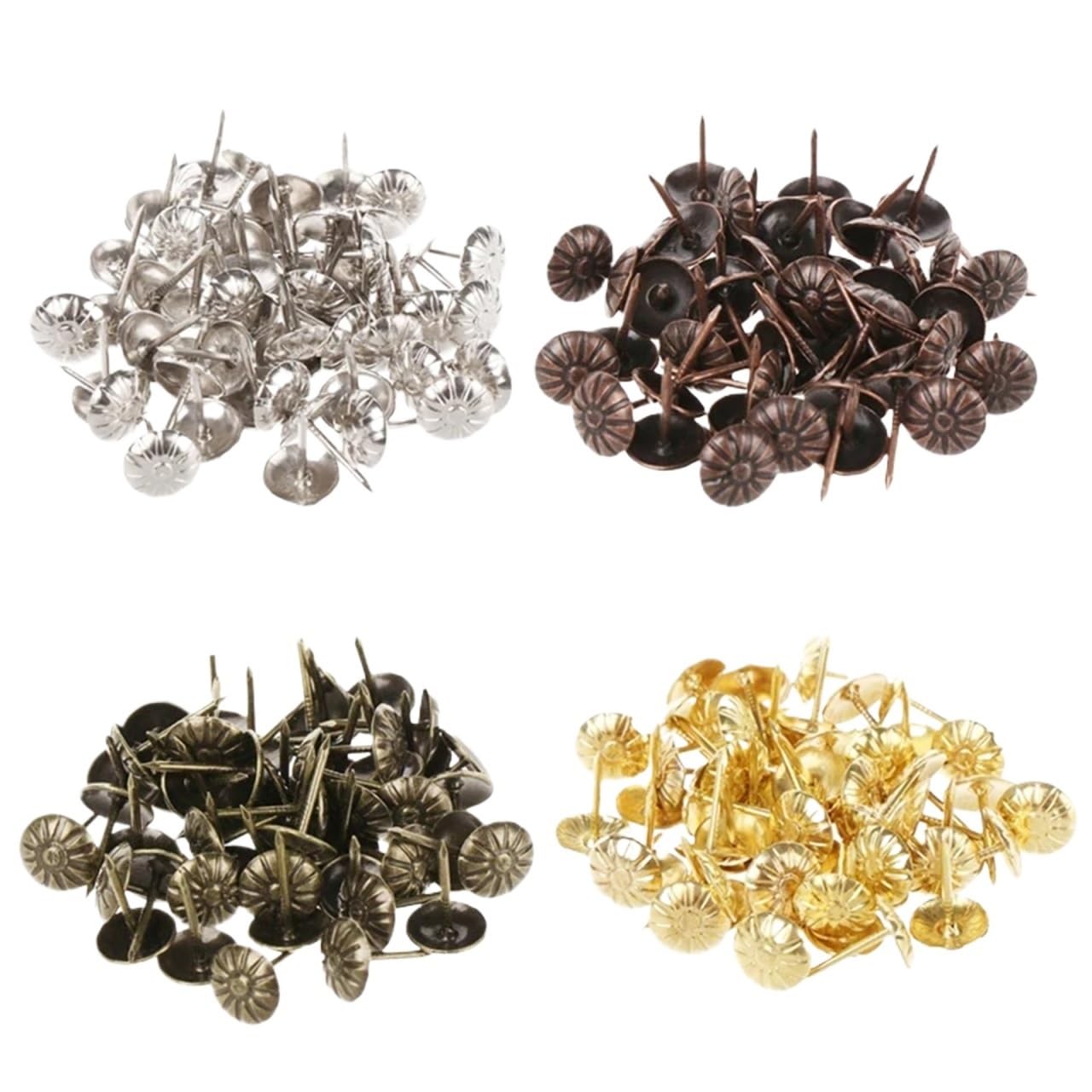 Qvorlth Color03 Upholstery Tacks Antique Brass Bronze Upholstery Nails 400Pcs 11X16mm Decorative Tack Studs