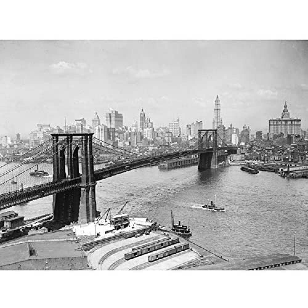 Artery8 Brooklyn Bridge New York City Skyline 1910 Photo Unframed Wall Art Print Poster Home Decor Premium