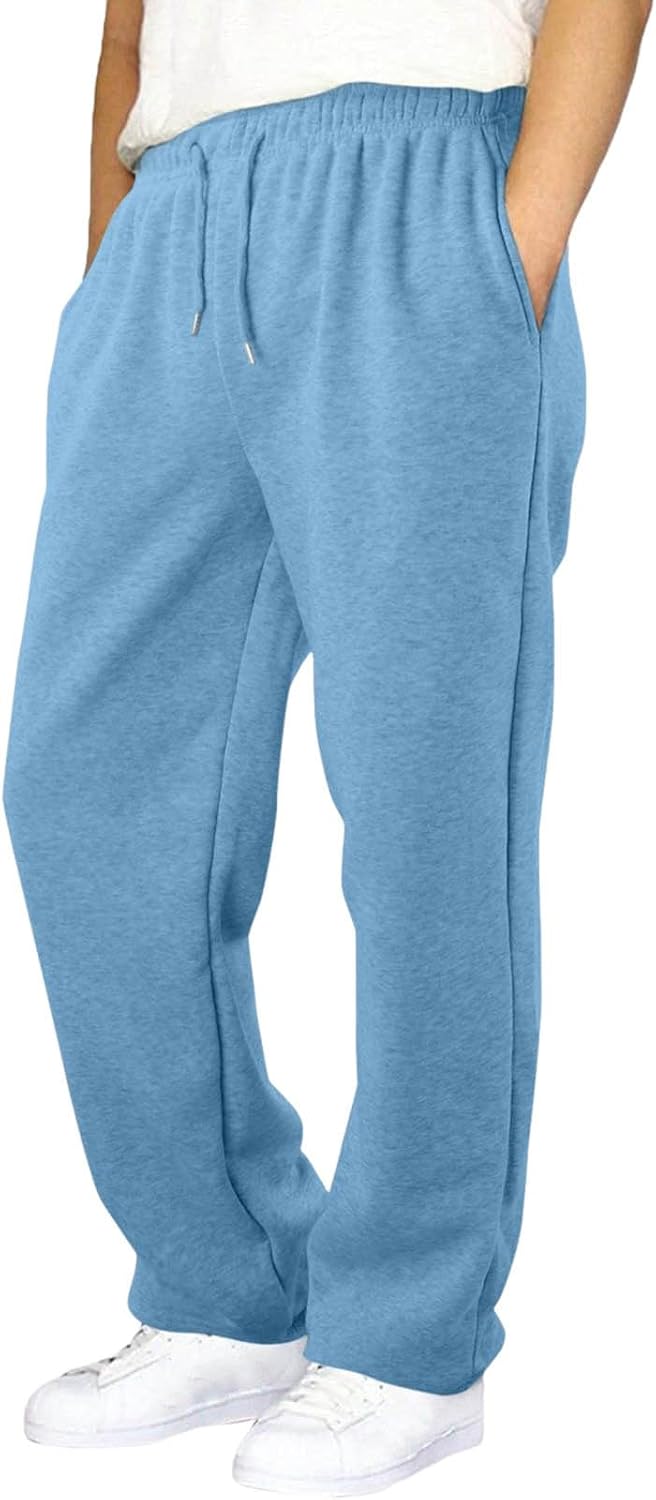 Boys' Baggy Sweatpants Straight Leg Open Bottom Casual Pants Elastic Waist Athletic Joggers Sweat Pants with Pocket